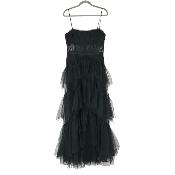 BCBGMaxAzria Corset Tiered Tulle Gown in Black - Picture 3 of 9